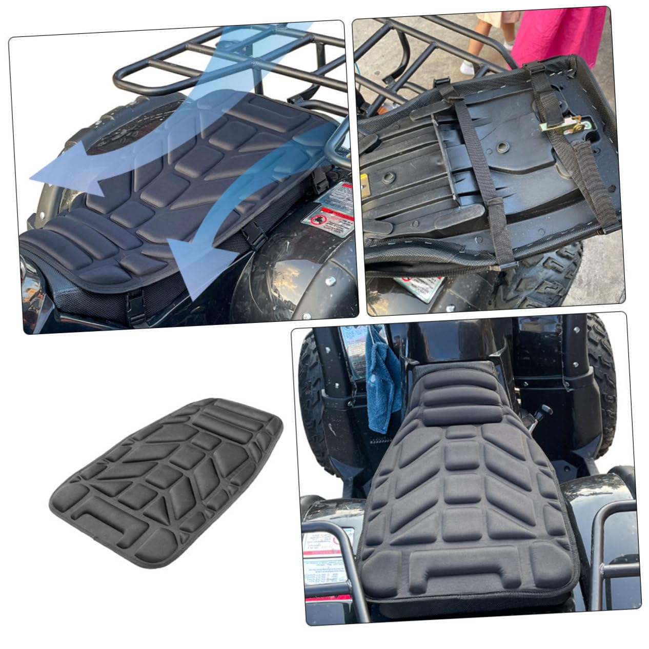 Gatuida Motorradsitzpolster Schwarz PVC Atmungsaktiv für Motorrad und ATV | Ersatz Atv Modifikationskissen, Bequem und Luftdurchlässig, Passgenau für Beach Bike