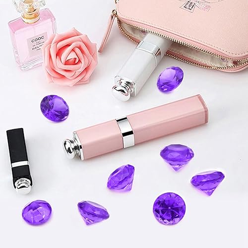 Miniatura 5 de 100 gemas de diamantes acrílicos, diamantes acrílicos morados, piedras preciosas acrílicas de 1 pulgada, gemas falsas de plástico para decoración de