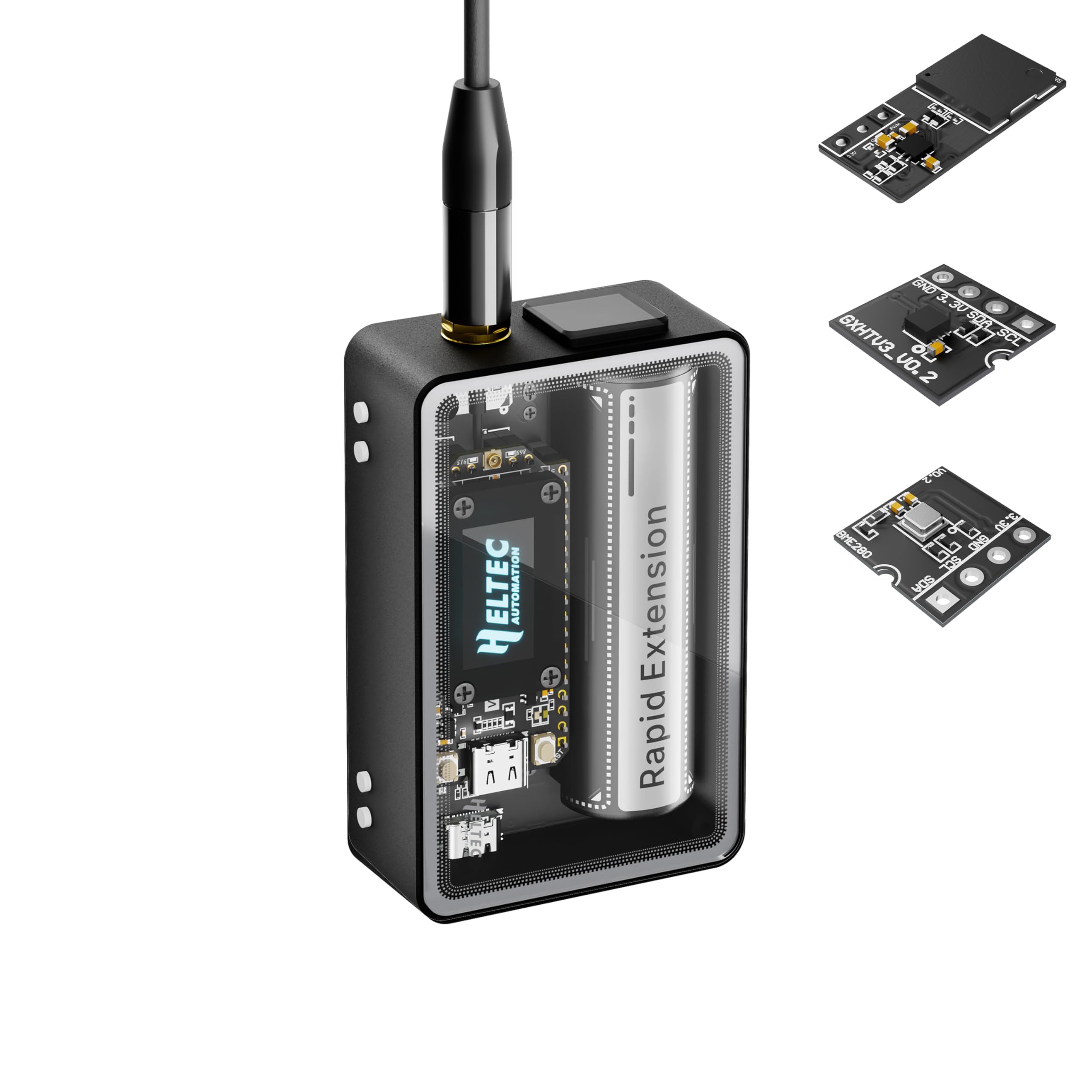 Heltec ESP32 LoRa V4 - Kit de placa de desarrollo de vidrio templado | Con BME280 GXHTV3 Buzzer Completo Sensor Suite ESP32 S3 SX1262 Todo en Uno para Kit de Monitoreo Ambiental Meshtastic