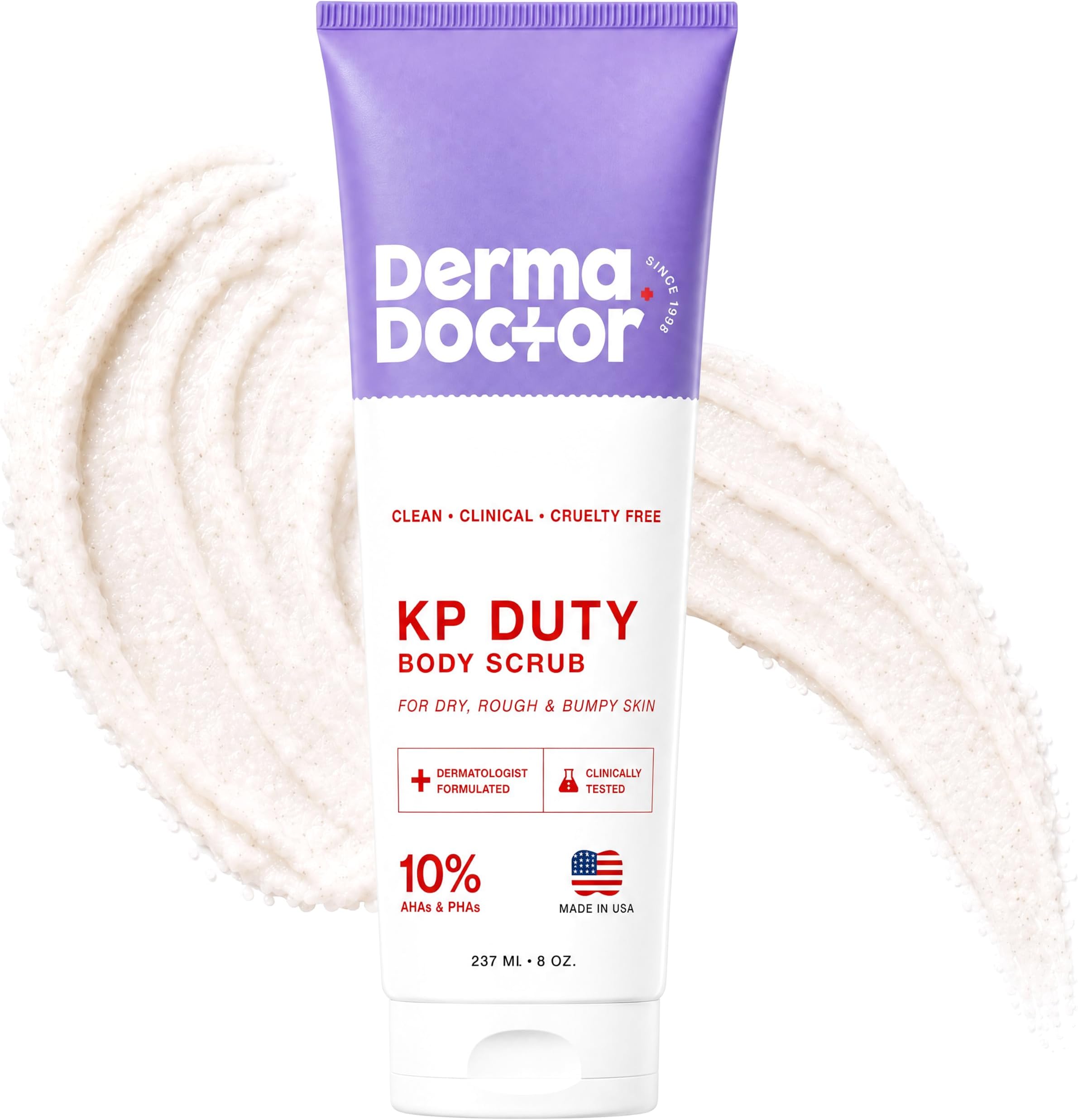 KP Bump Eraser Body Scrub for Keratosis Pilaris, 8 Fl oz | Dermatologist-Formulated 10% AHAs + PHAs for Strawberry Skin, Chicken Skin, Rough Patches & Uneven Texture, Arms & Thighs