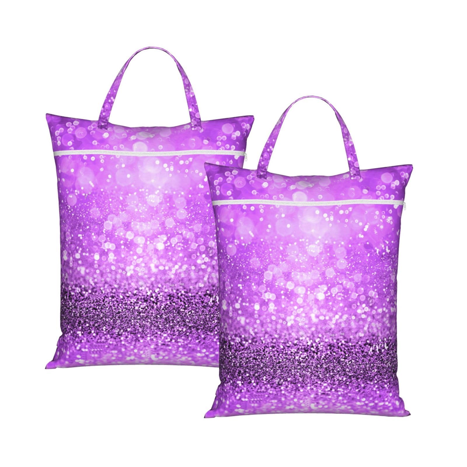 YFSGDLBN Sparkling Purple Glitter printed Travel dirty laundry bag clothes pack Storage Basket Bag