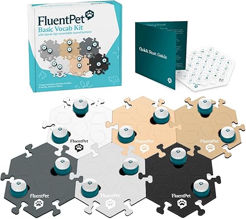 Miniatura 10 de FluentPet ¡Habla! Kit de inicio con sonido más claro orientado hacia arriba | 6 botones grabables con baterías preinstaladas y 3 alfombrillas de 6
