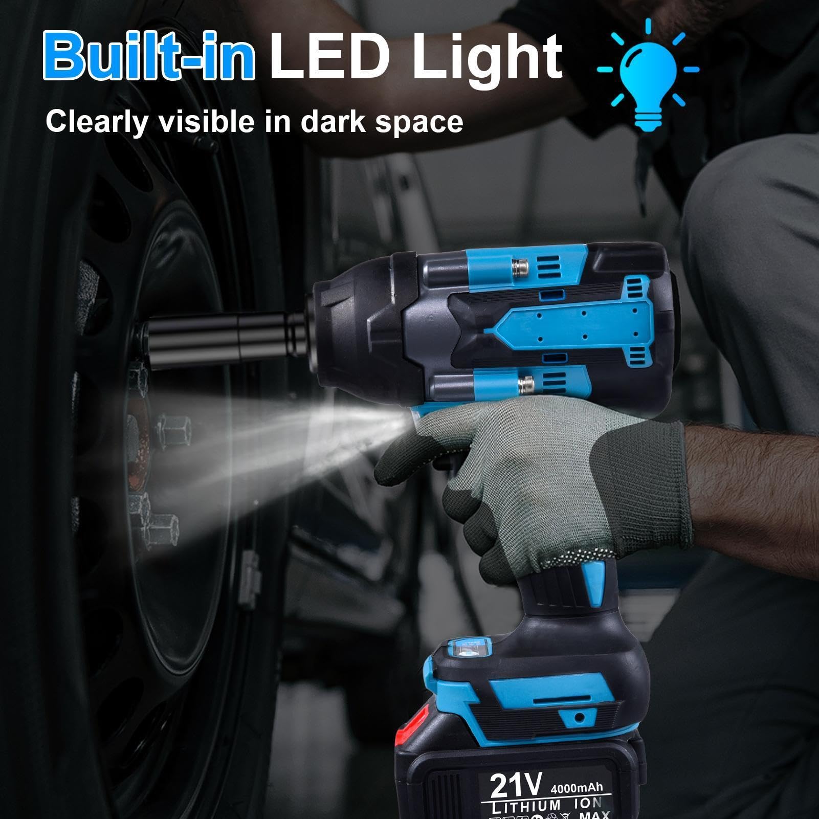 Avvitatore Elettrico Impulsi Senza Fili 800Nm Brushless Con 2 Batterie 4Ah