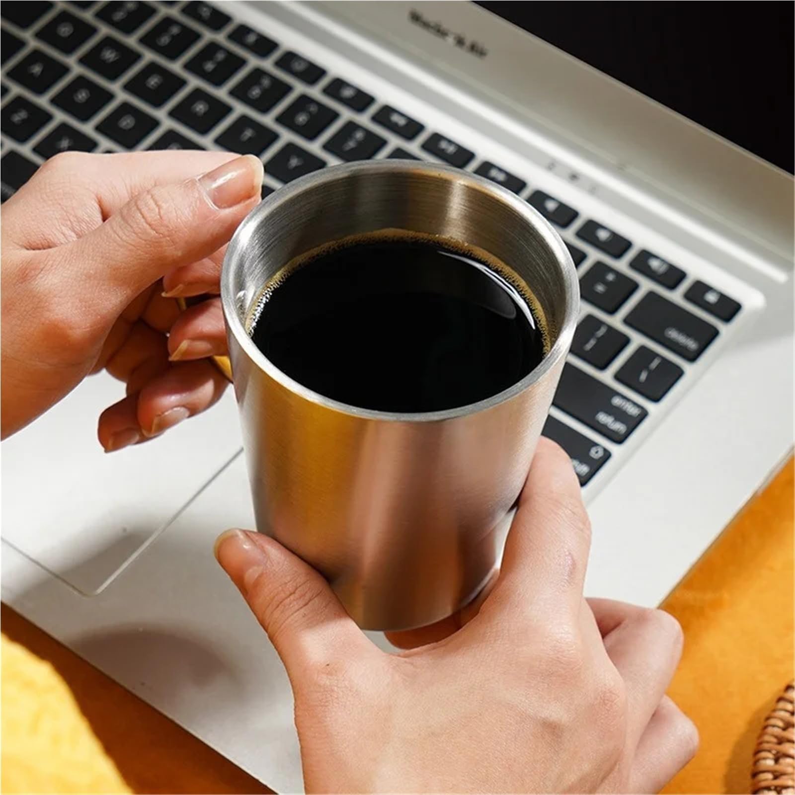 300 ml dwuwarstwowy kubek na wodę ze stali nierdzewnej 304 termiczny kubek do kawy piwa z uchwytem złoty srebrny izolacja cieplna kubek do kawy