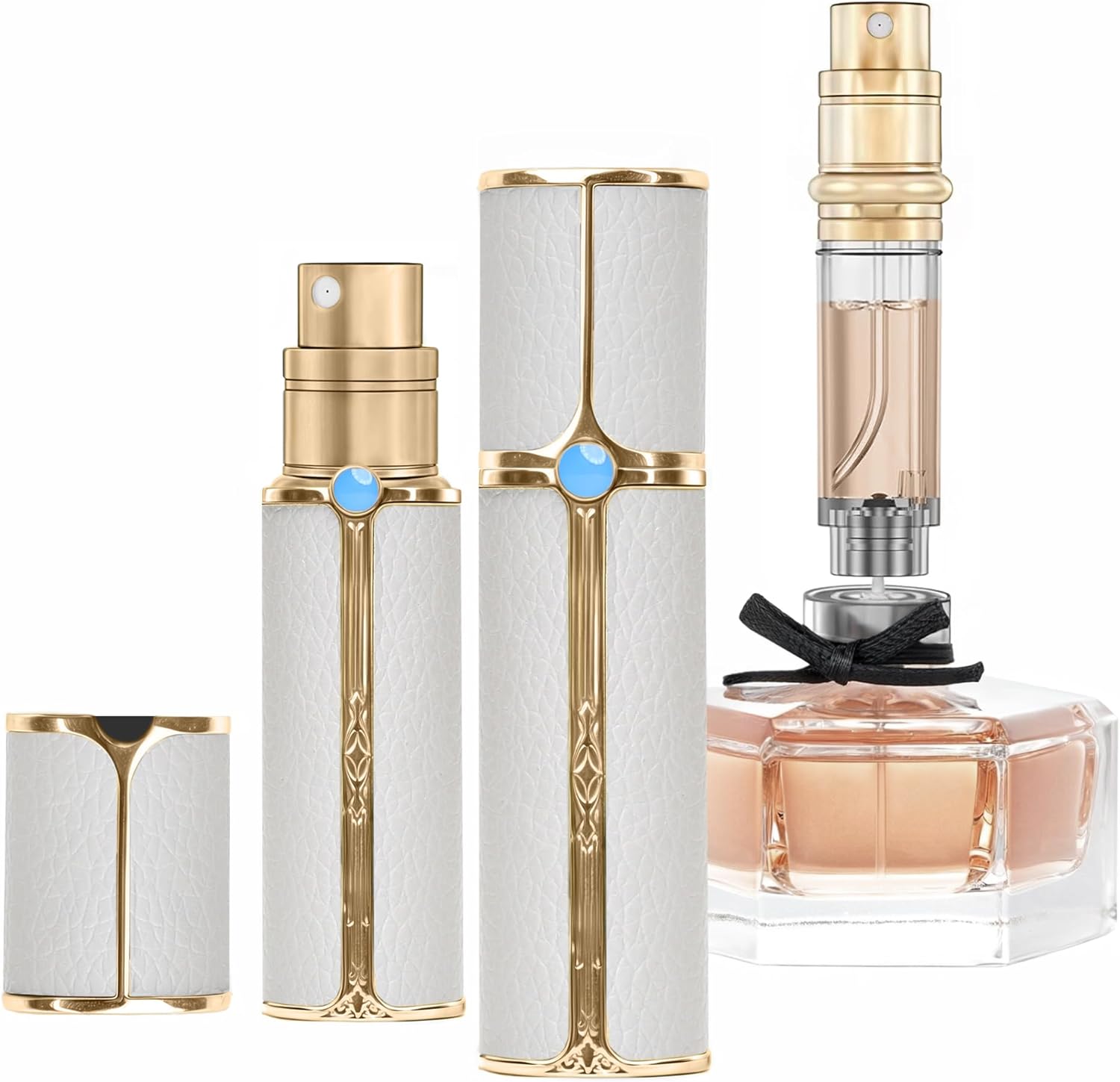 CF01WHG Leather Perfume Bottle 10ml – Bottom-Fill Refillable Dispenser, Leak-Proof & Portable for Men & Women, Ideal for Travel, Gifting & Daily Use (CF01WHG)