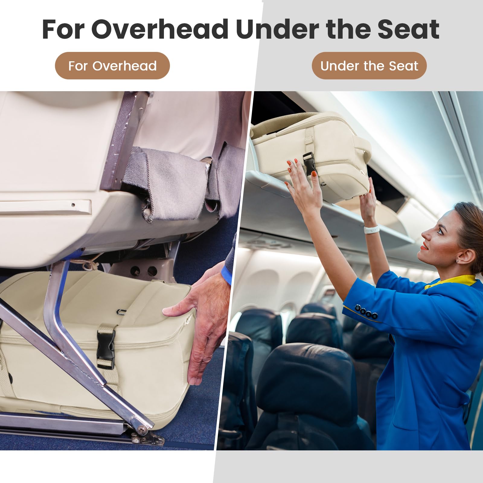 KIRFEIHT Zaino da Viaggio 40x20x25 per Ryanair - Borsa da Viaggio per Cabina Bagaglio a Mano Aereo Piccolo, Zaini Universali per Scuola Trekking Lavoro (Beige)