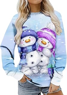 VVNHJA Christmas Shirts for Women Sweatshirt for Women Christmas Long Sleeve Snowflake Letter Print Holiday Shirts Funny Christmas Sweatshirt Christmas Sweatshirts Long Sleeve Christmas Tops