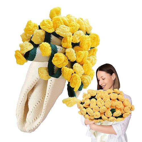 Finished Rose Bouquet Blanket, 43.3 in Handmade Crochet Flower Bouquet