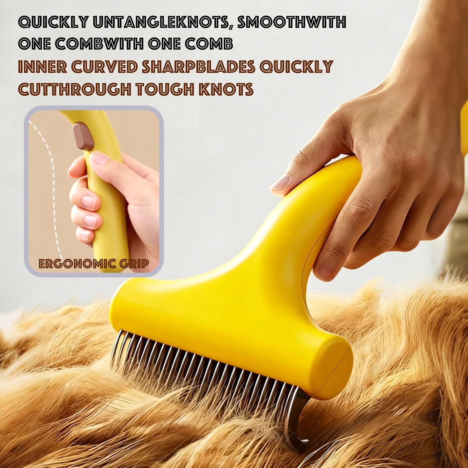 Dog Brush for Shedding, Cat Brush - Deshedding Slicker Dog Grooming Kit | 5-in-1 Kit: Slicker Brush, Tangle Cutter, Knotting Comb & 2 Hair Keychains. One-click hair removal for dogs & cats.