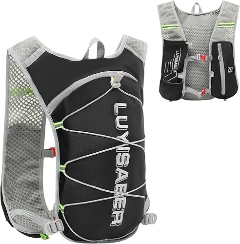 Miniatura 19 de Azarxis Hiking Hydration Pack 5L Running Backpack Daypack Vest with 2L Water Bladder for Women Men Cycling Biking Trail Race #02 Gris con una vejiga