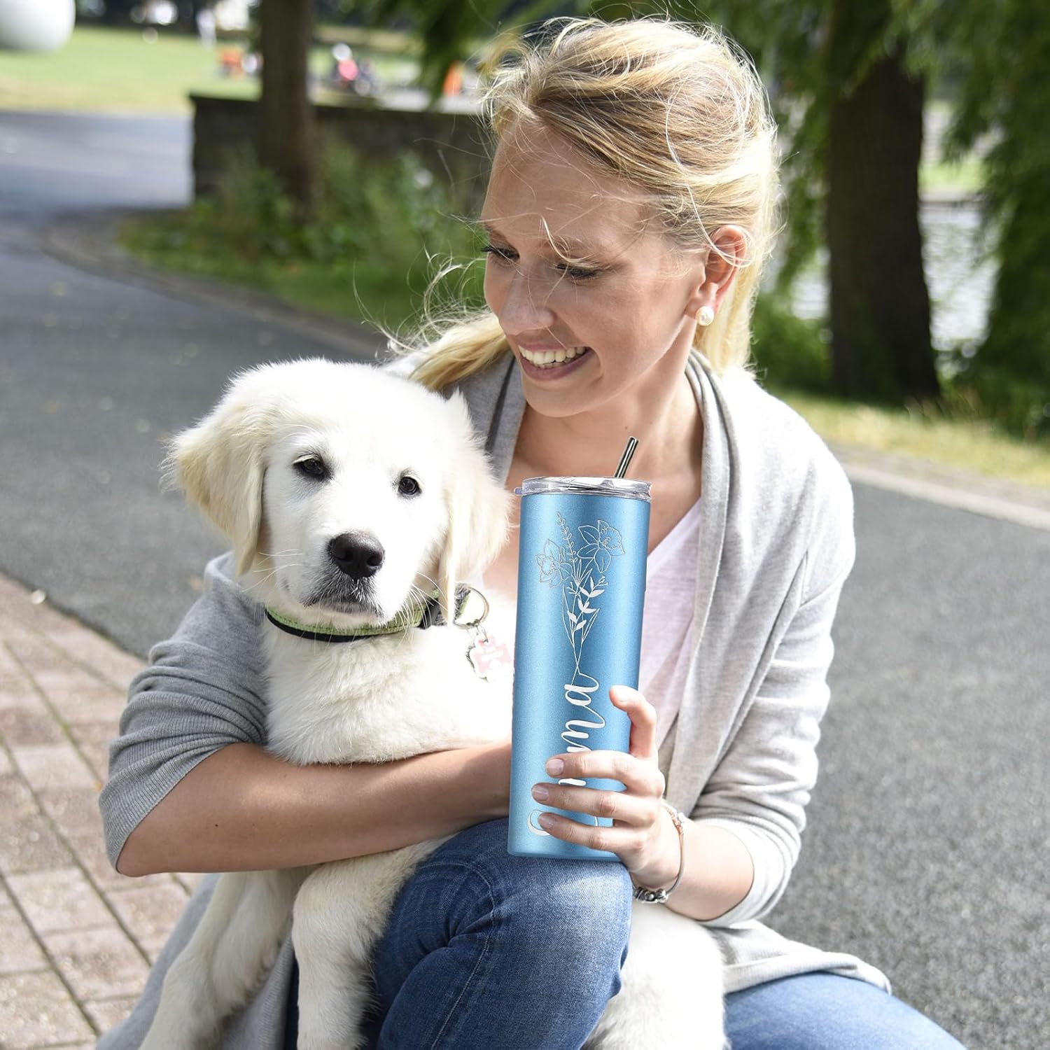 Personalized Tumblers with Name Birth Flower Custom Insulated Tumbler Cup Engraved Customized Birthday Christmas Bridesmaid Gifts for Women Stainless Steel 20 Oz - Image 6