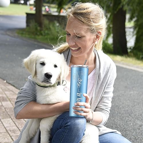 Miniatura 6 de Vasos personalizados con nombre, flor de nacimiento, vaso con aislamiento personalizado, grabado personalizado, cumpleaños, Navidad, dama de honor,