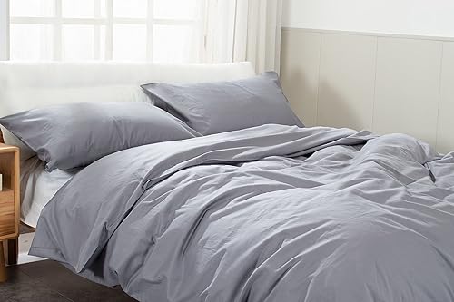 Discshi Juego de funda de edredón de 3 piezas 100% algodón, transpirable, duradero, suave, cómodo, con 1 funda de edredón (90 x 104 pulgadas) y 2