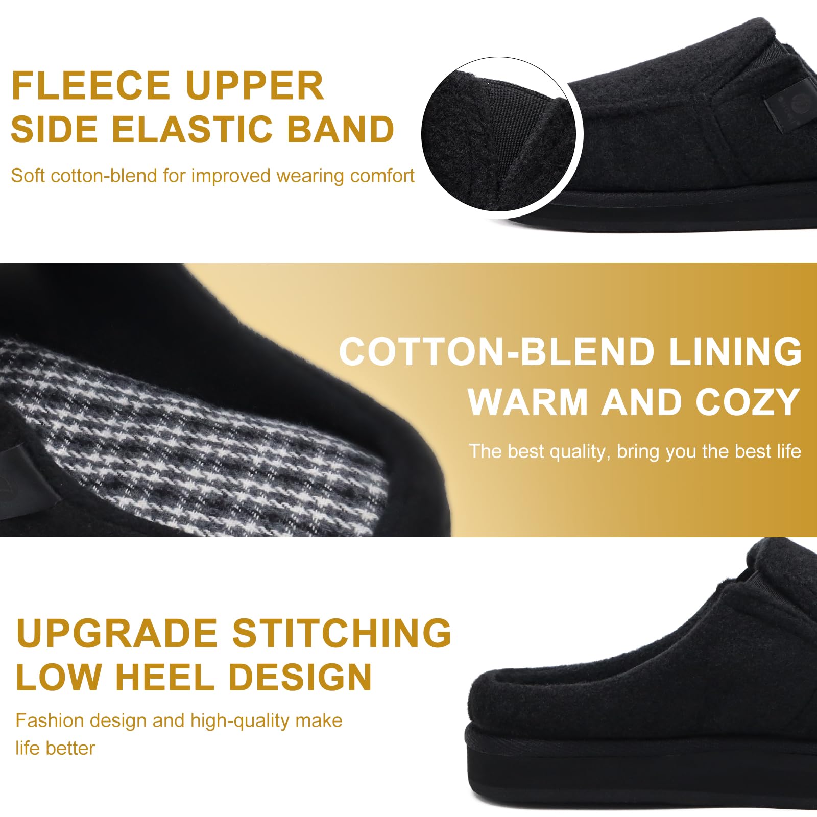 ONCAI Pantofole da Uomo in Comfort Pelo Cotone Strisce Ciabatte da Casa in Lana con Memory Foam Supporto Arco Suola in Gomma Taglia 40-50