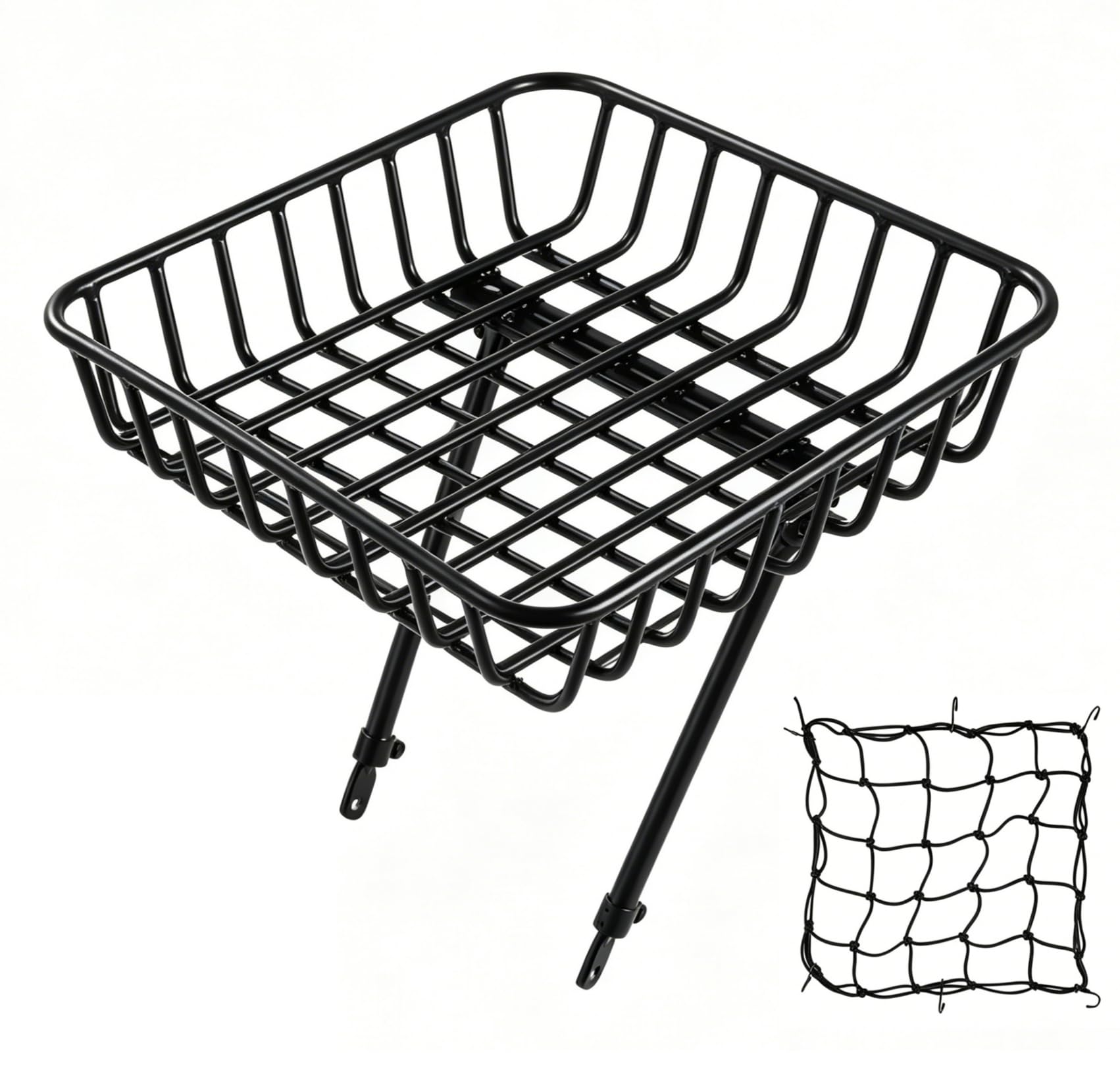 Panier Velo Avant, Porte-Bagages Avant, Panier de Vélo Avant avec Barres de Maintien et Sangles Fixes Charge 10 kg, Grand Panier de Vélo Avant pour Vélo de Route, Montagne, 33 × 33 cm