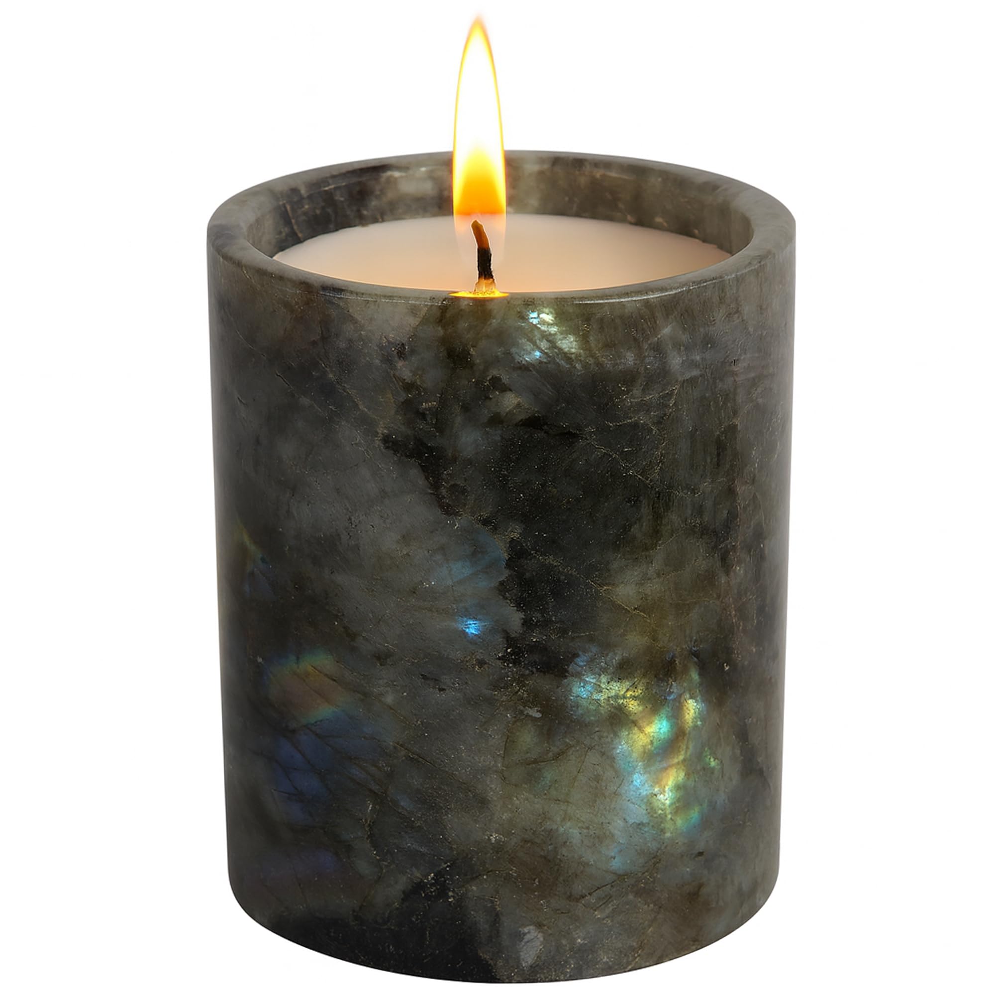 Luxuriöser Marmor-Duftkerzenhalter: Wacholderbeere, Halbedelstein, Aromatherapie-Kerze, rauchfreies Pflanzenwachs, 40-Stunden-Brenndauer, handgefertigte Heimdekoration, Sri Lanka blaue Jade