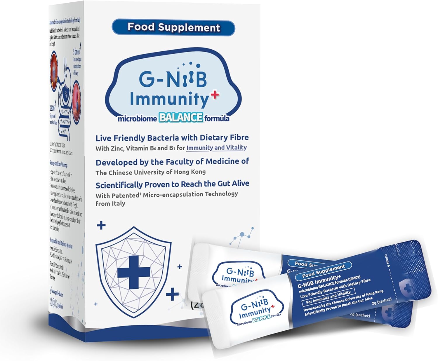 G-NiiB Immunity+ (SIM01) – Probiotics with Prebiotics, Zinc & B Vitamins – Developed by Medical School – Clinically Studied Probiotic Strains – Supports Immunity, Energy & Gut Health – 28-Day use