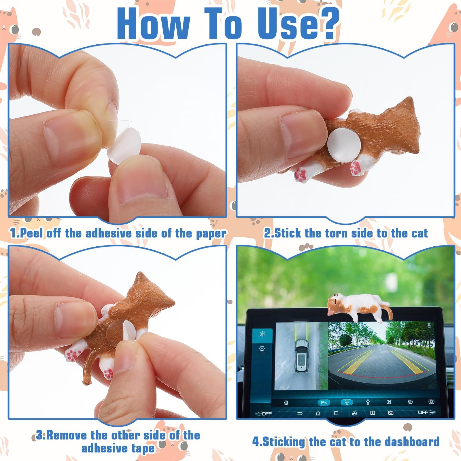 Nogeqi 8 sztuk figurek kota z żywicy, mini zwierzęta, ornamenty na biurko, śliczny kształt, do wnętrza samochodu, na święta, przeprowadzkę, zakup nowego samochodu