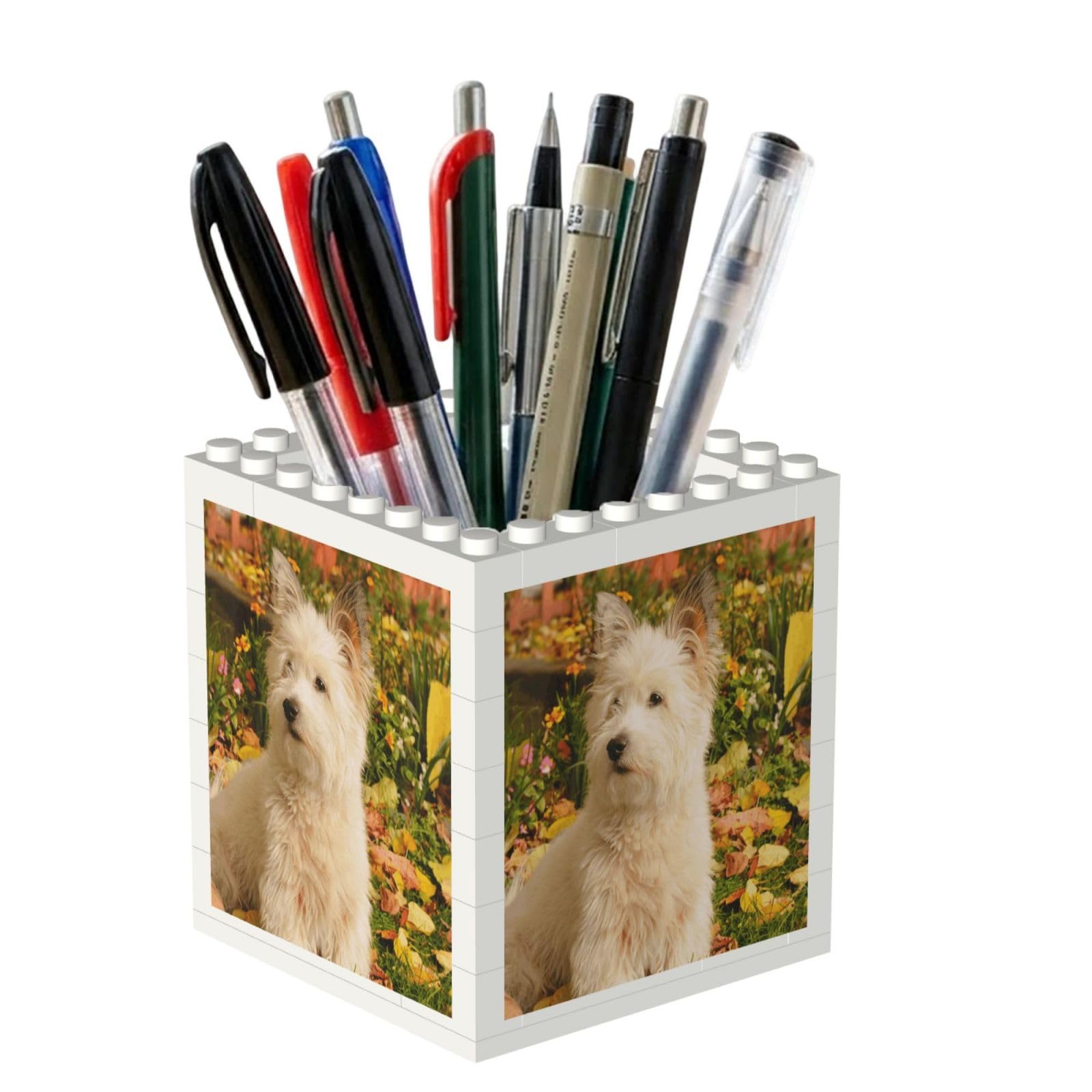 Poadnly Westie Autumn West Highland White Terrier Dogs, Pen Pot Pencil Holder for Office Home School, Compact Desk Organiser for Office Stationery