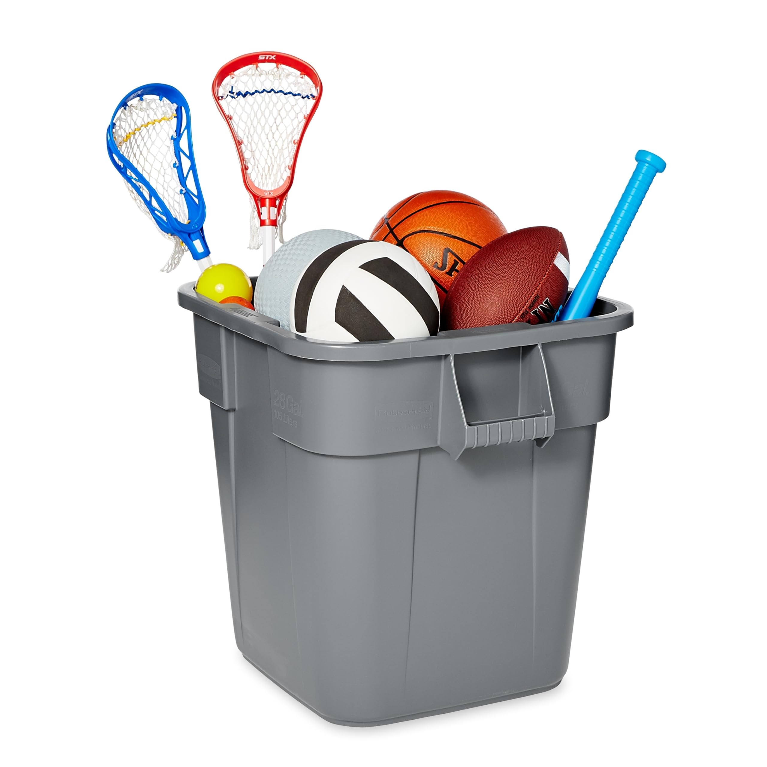 Rubbermaid Commercial Products BRUTE Quadratischer Mülleimer 106L Grau – Robuster Kunststoffbehälter ohne Deckel, stapelbar und leicht zu reinigen, für Gastronomie Büro Schule und Lager – FG352600GRAY