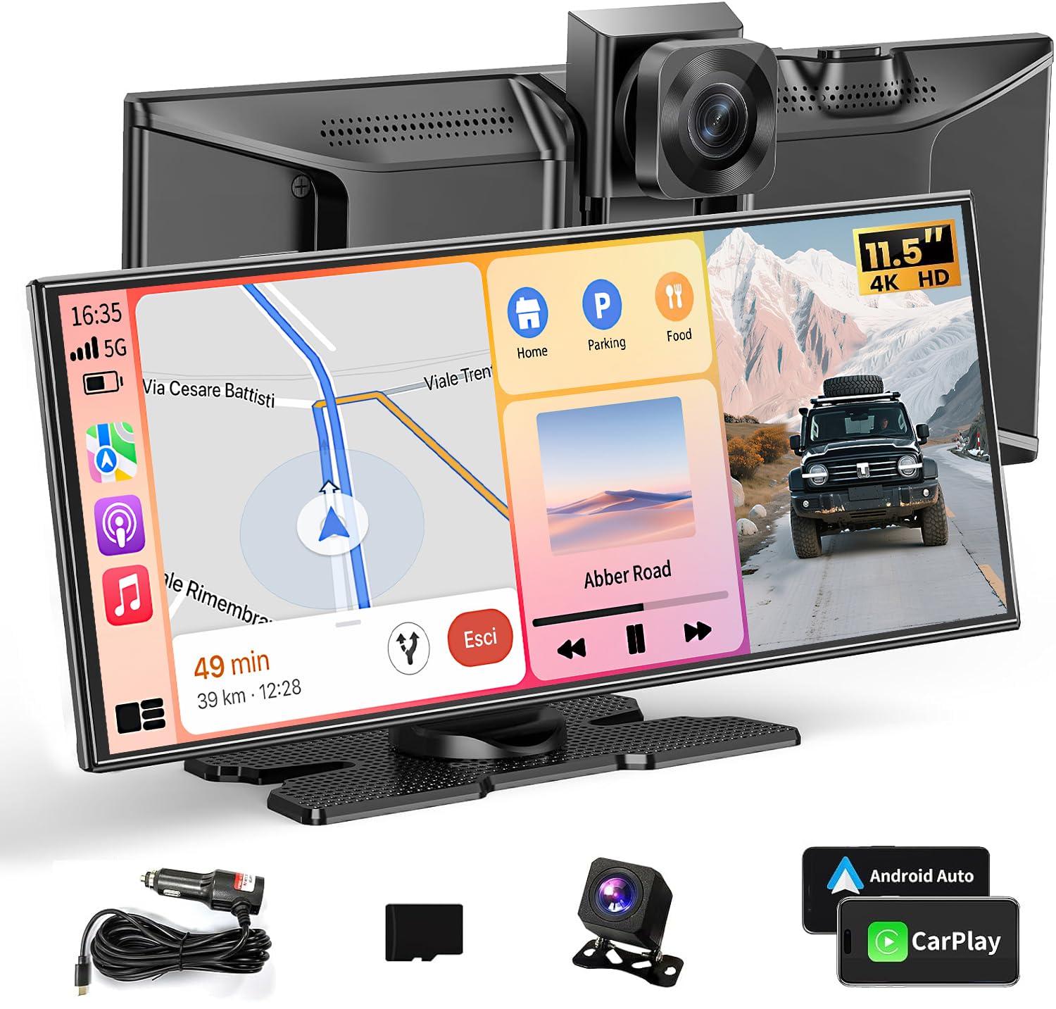 [未開封新品] 4Kドラレコ搭載 CarPlay対応ポータブルナビ Amazon.co.jp: Carplay＆Android Auto搭載された ドライブレコーダー