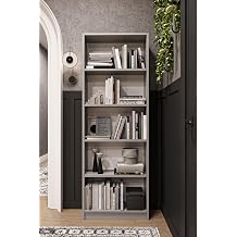 ASRA TREND K l Gri K002 5 Rafl  Kitapl k 56 cm Geni lik Dar Alan Uyumlu Modern K t phane%100 MDFLAM Dekoratif Raf  nitesi