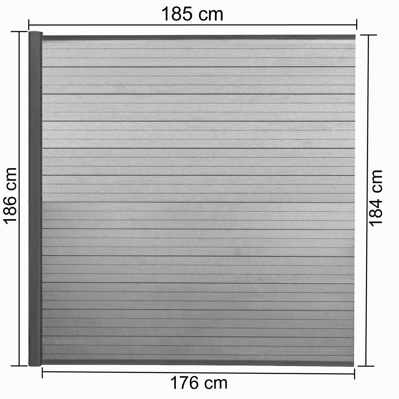 Mendler Pannello supplementare frangivento fendivista Privacy Sarthe WPC Alluminio Premium 185cm Grigio