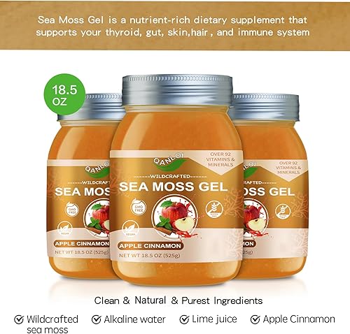 Miniatura 4 de Seamoss - Gel crudo con musgo marino irlandés, suplemento de musgo marino, apoyo inmunológico, 18.5 onzas de musgo marino avanzado (manzana canela)