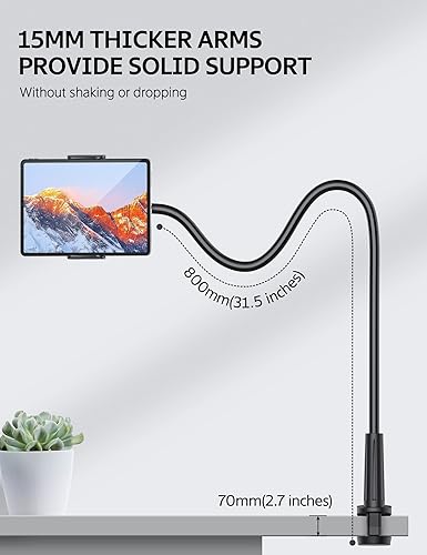 Miniatura 3 de SHAWE Soporte de teléfono con cuello de cisne, soporte flexible para tableta para cama, soporte de brazo perezoso ajustable 360 para iPad Air Pro