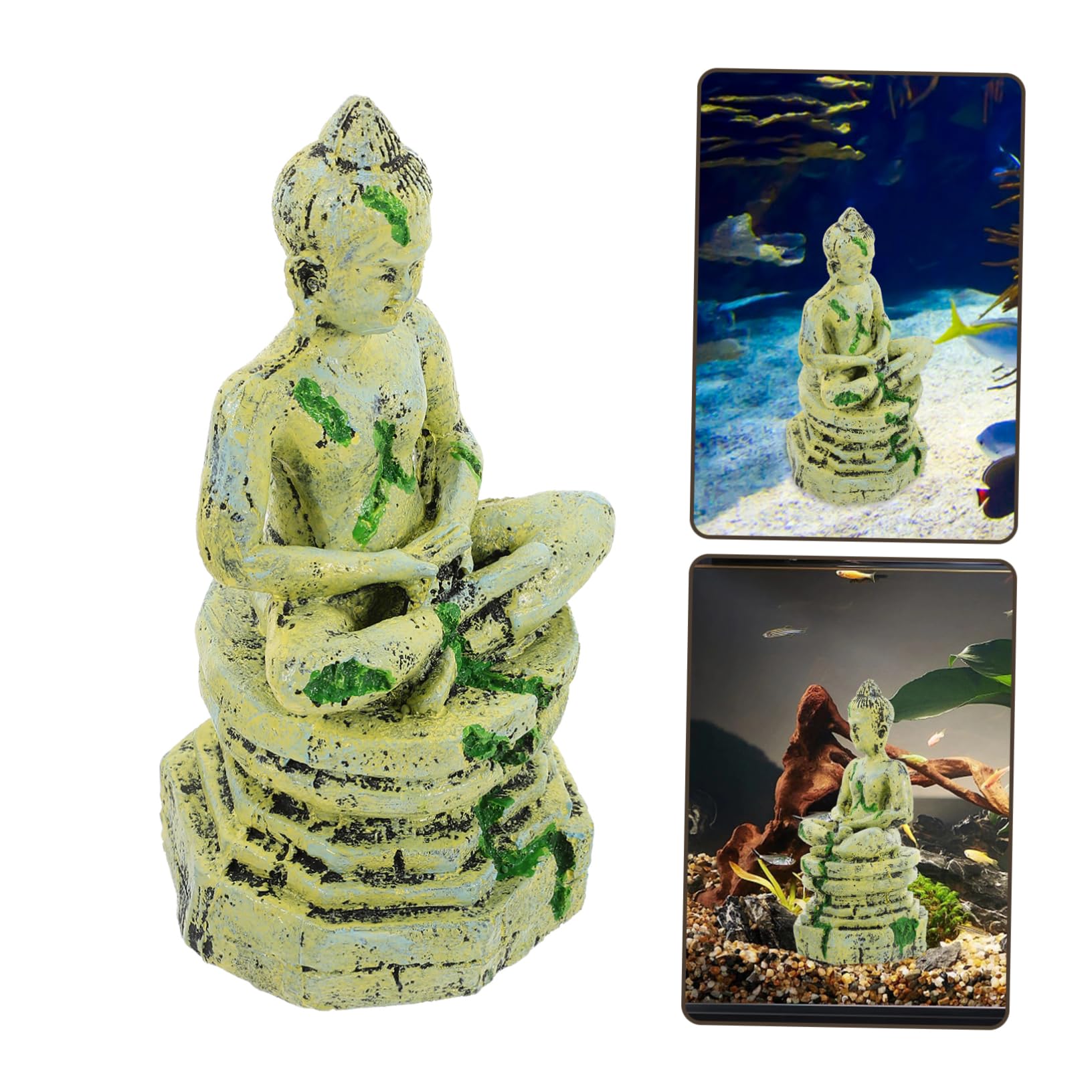 2 Pezzi Statue di Buddha seduta sulla statua di Buddha arredamento ornamento di scena di acquario guidato Pescare Buddha in resina dell'acquario decorazione in resina per acquario