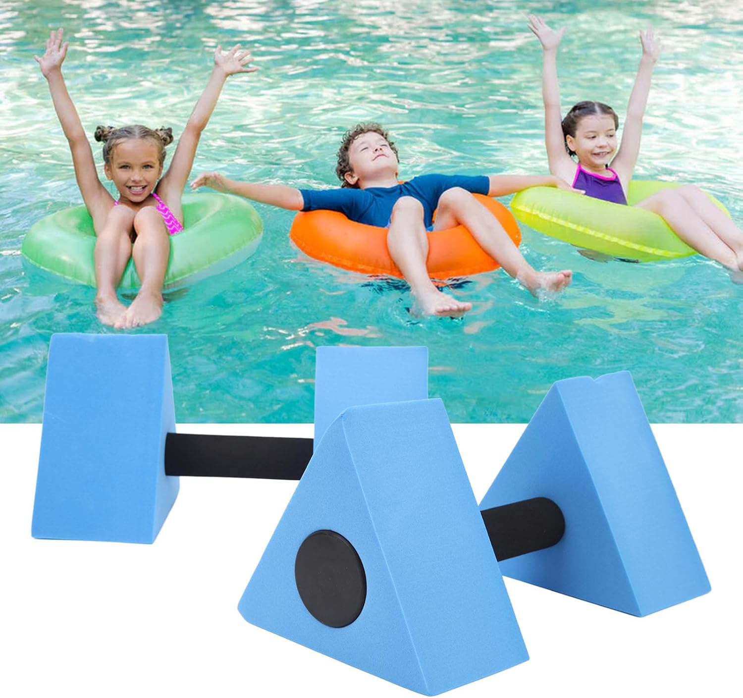1 Pair Water Floating Dumbbell Aquatic Exercise Equipment, Triangle Chidren Swimming Teaching Aids for Kids Swimming for Water Aerobics for Water (Blue)