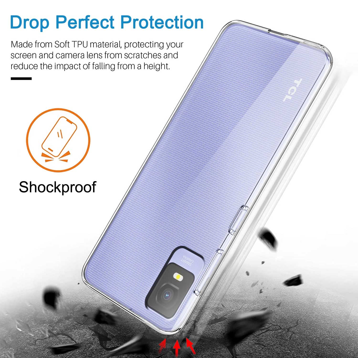 Custodia per TCL 403, Silicone Case Sottile Cover TPU Caso Morbido Copertura + Pellicola Protettiva in Vetro Temperato per TCL 403 (6,0) - KE116