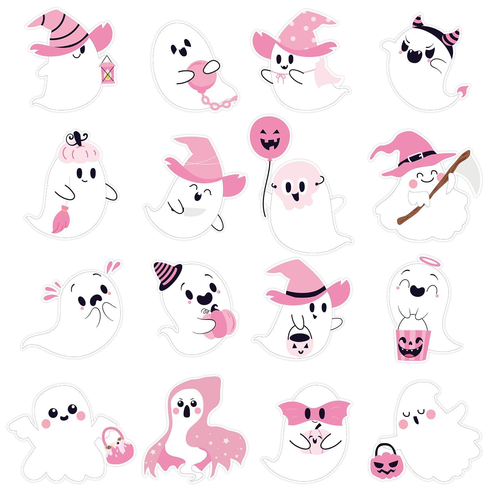 Aimants de réfrigérateur fantôme rose Whaline pour Halloween x16