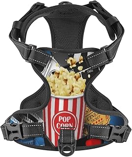 Retro Theater Movie Night Cinema No Pull Dog Harness, Front Traction Dog Reflective Harness, Adjustable Padded Pet Vest, Suitable for Large/Medium/Small Dogs