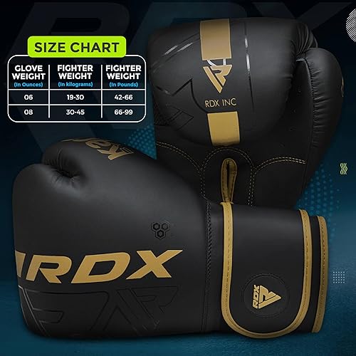 Miniatura 4 de RDX Guantes de Boxeo para Niños Sparring y Muay Thai Maya Hide Leather, Guante de Entrenamiento Junior Kara Patente Pendiente para Kickboxing, Saco