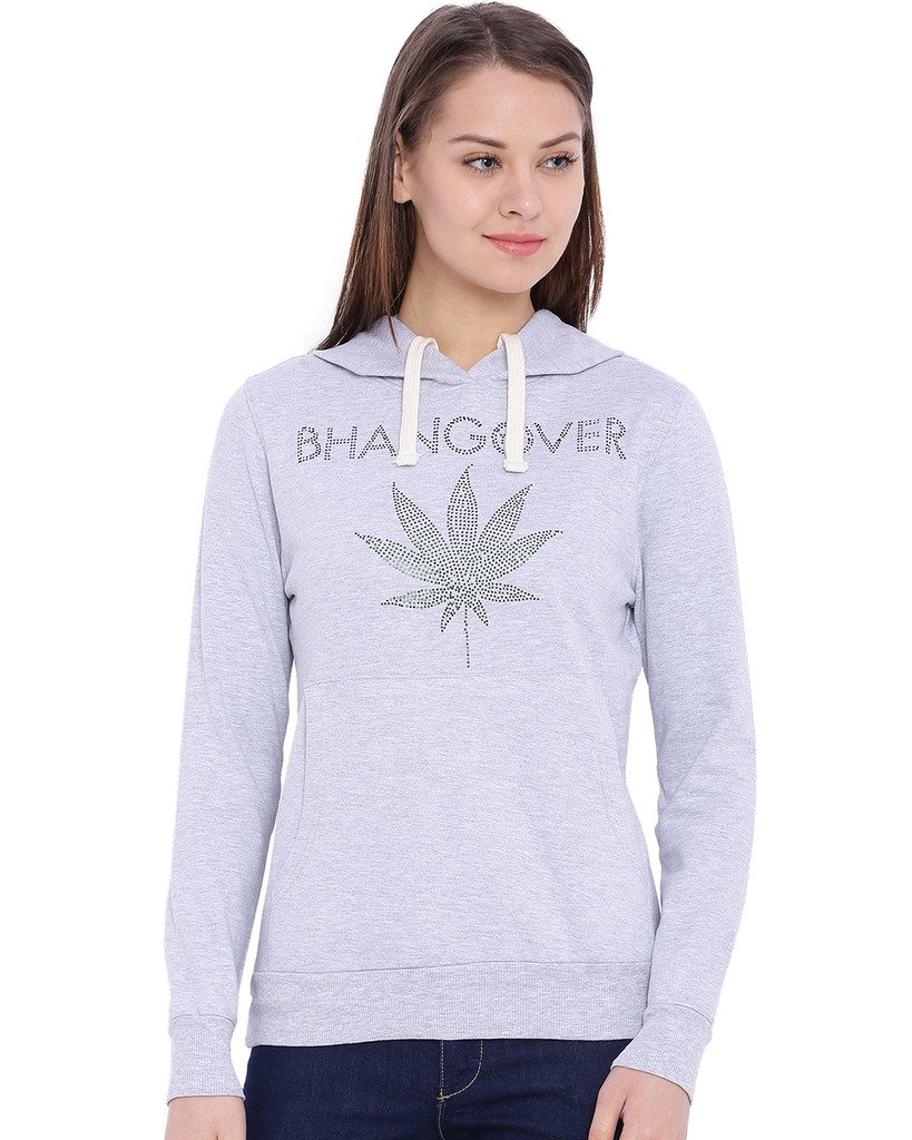 Campus Sutra Women Cotton Color Hooded Sweatshirt