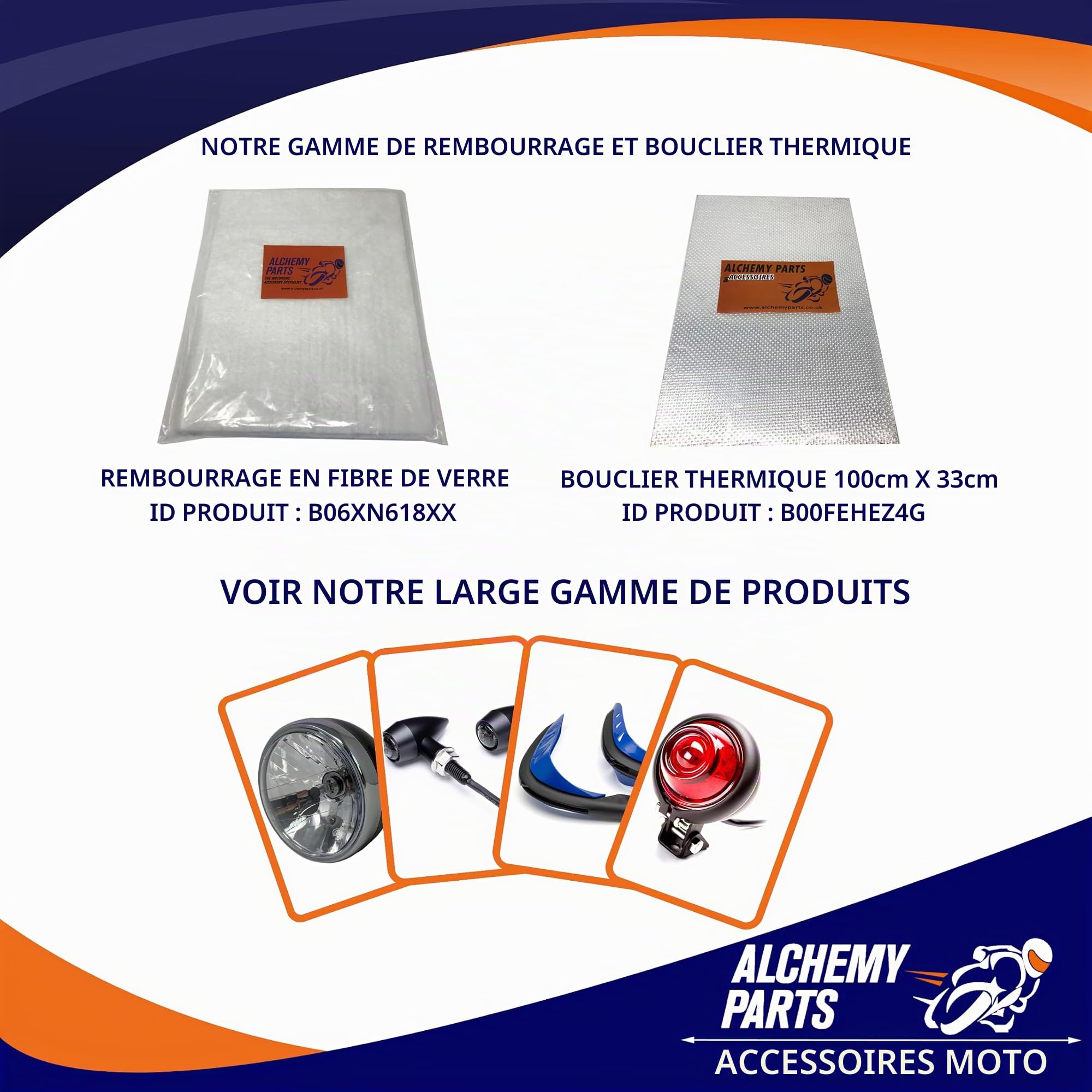 Alchemy Parts 2 X Bouclier Thermique Pare Chaleur Échappement Moteur Plaque 40 x 33cm Idéal pour Moto, Voiture - Aluminium & Réfléchissant