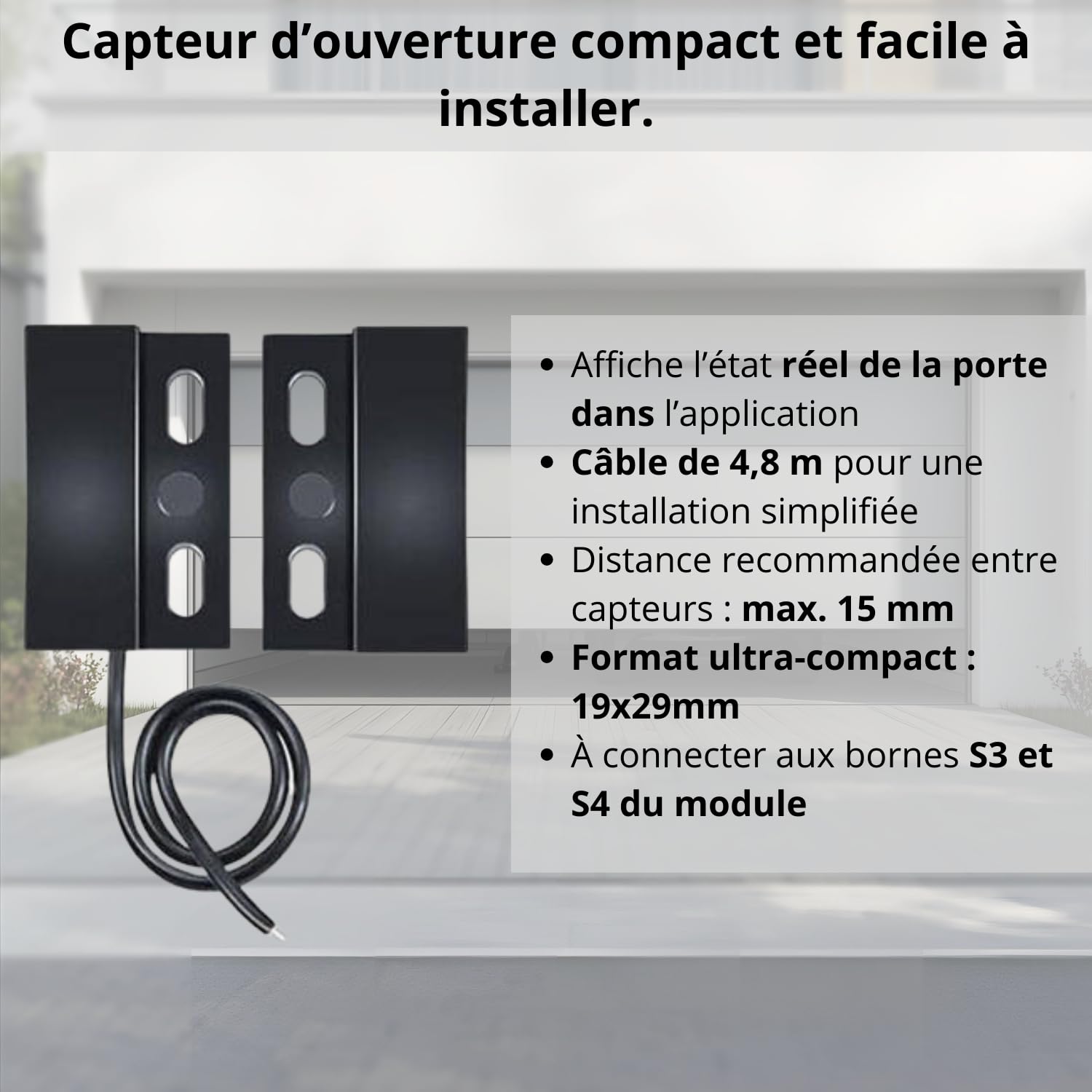 Sone Smart One Ouvre Porte de Garage Connecté WiFi 2.4GHz – Module WiFi Portail Électrique avec Capteur d’Ouverture 480cm – Tuya Smart Life, Alexa, Google Home, Home Assistant – 230V