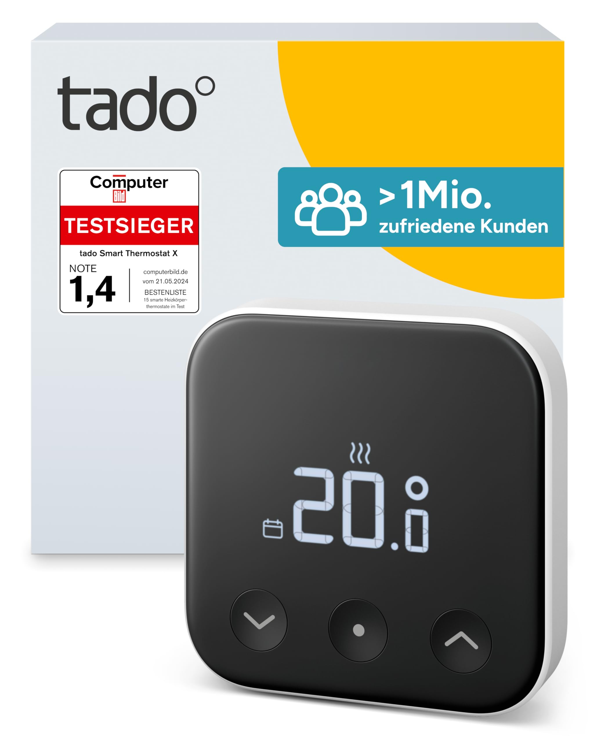 tado° Smartes Thermostat X, Zusatzprodukt für Fußbodenheizung und Boiler, Steuerung per App und Smart Speaker (Alexa, Siri, Google Assistant), DIY Installation