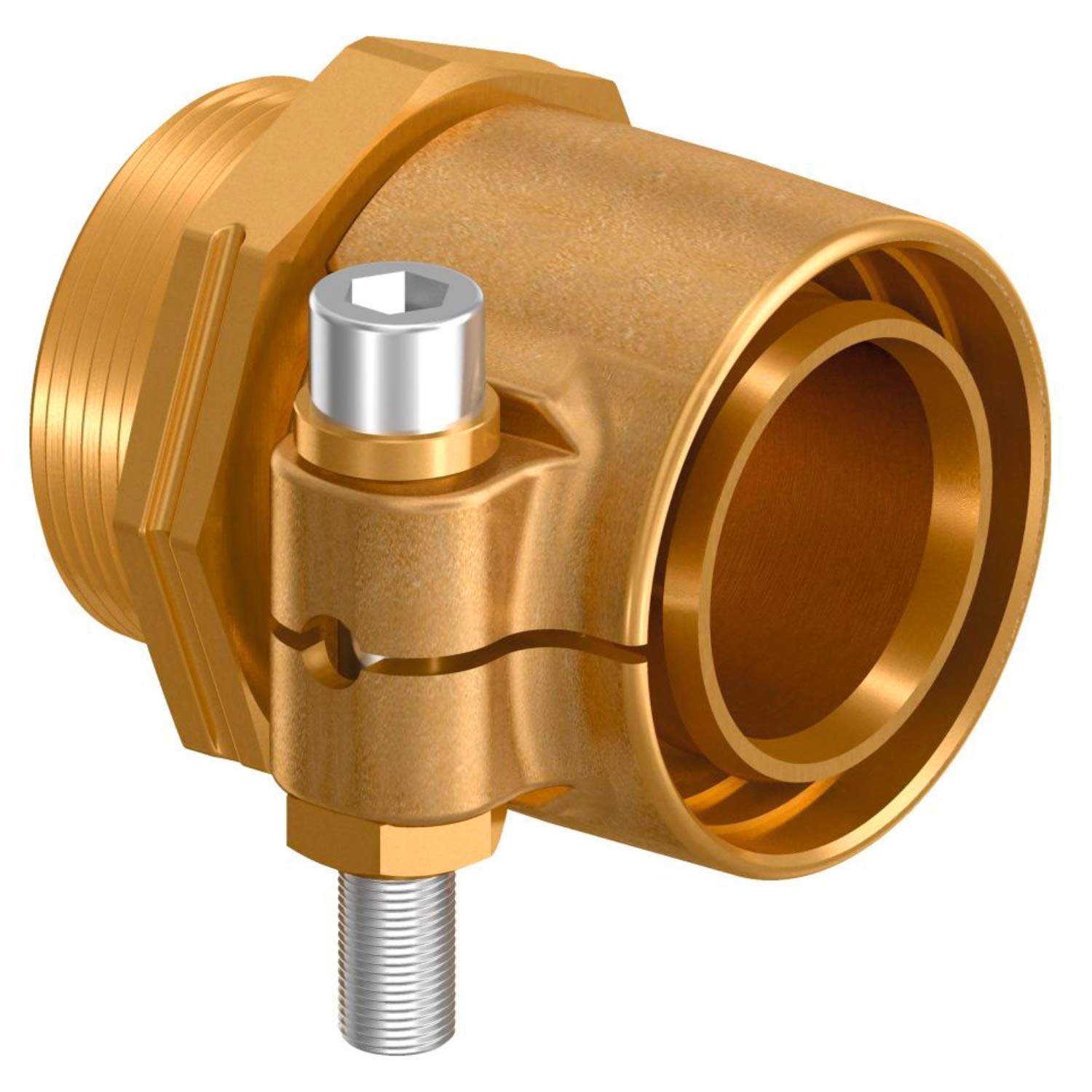 Racor macho PN6 63X5,8-G2, con roscas cilíndricas, incluye juntas tóricas, temperatura y presión máximas de 10 bar/95ºC o 16 bar/20ºC, latón, color dorado (referencia 1018332)