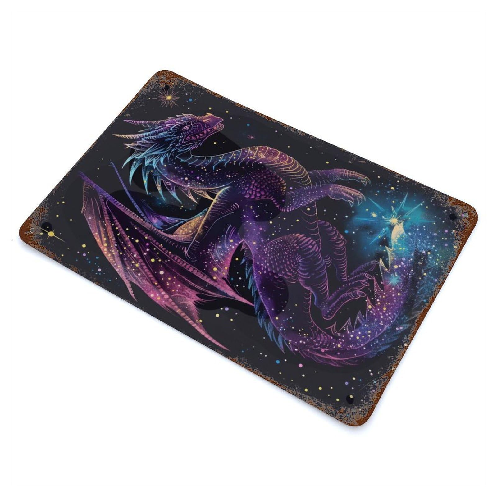 Aged Metal Wall Plaque with Legendary Creature Design 11.8"x7.9", for Farmhouse, Kitchen And Entryway Decor, Old School Wall Decor