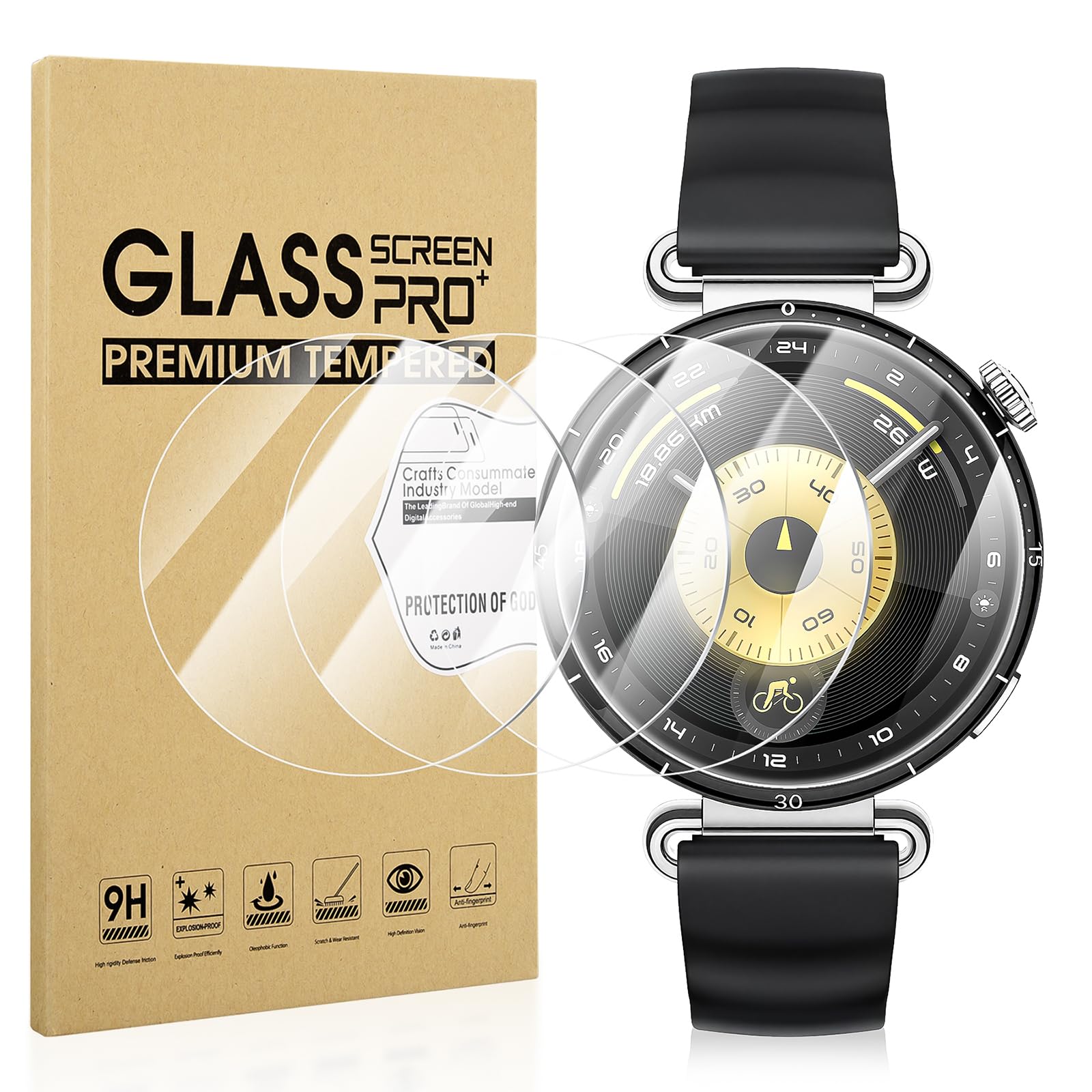 Diruite 4 Sztuki Ochraniacz Ekranu do HUAWEI Watch GT 6 41mm,HD Anti-Scratch Szkło Hartowane Folia Ochronna Smart Watch,41mm