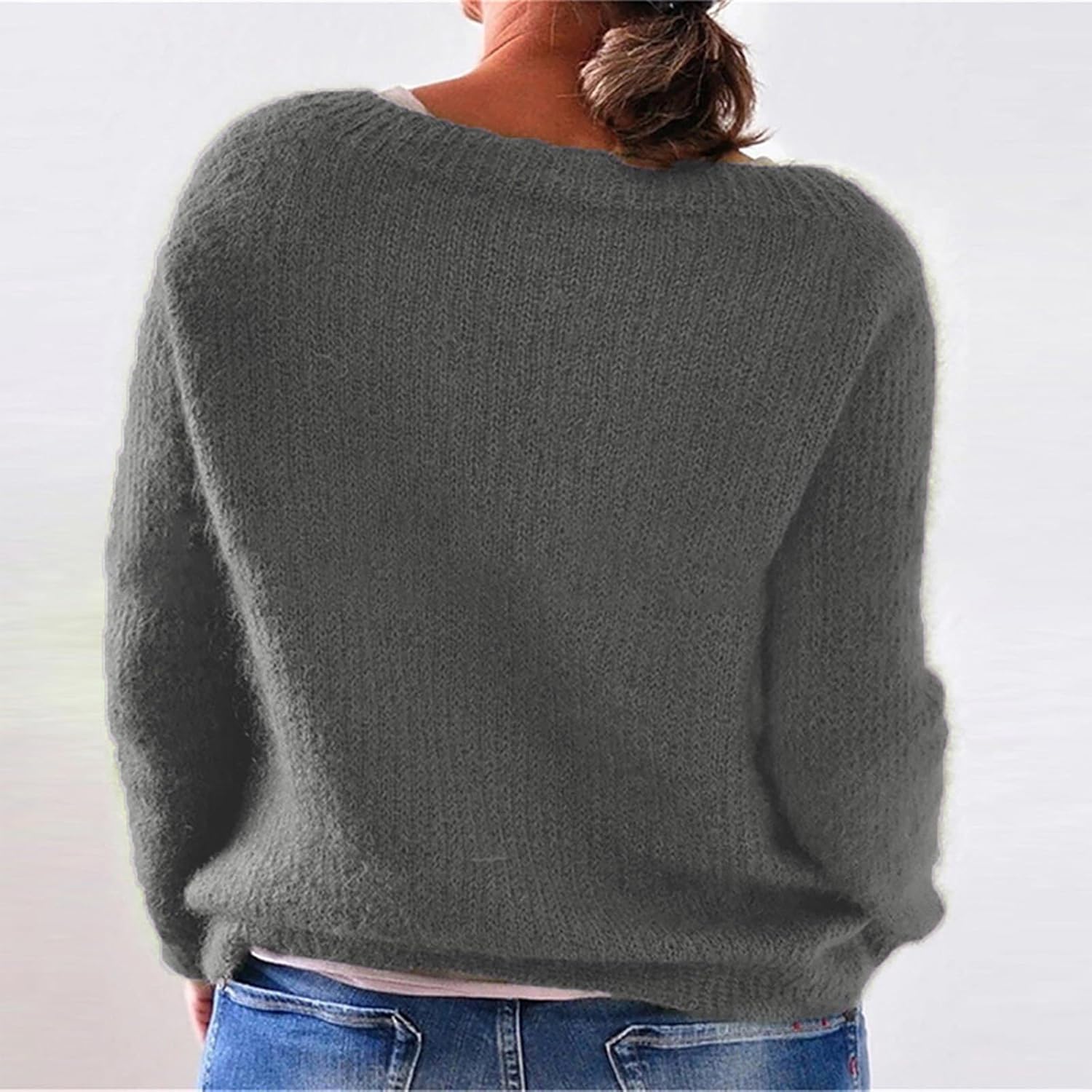 Womens Oversized Sweaters Crewneck Long Sleeve Chunky Knit Solid Vintage Comfortable Pullover Office Chic Sweater 2025