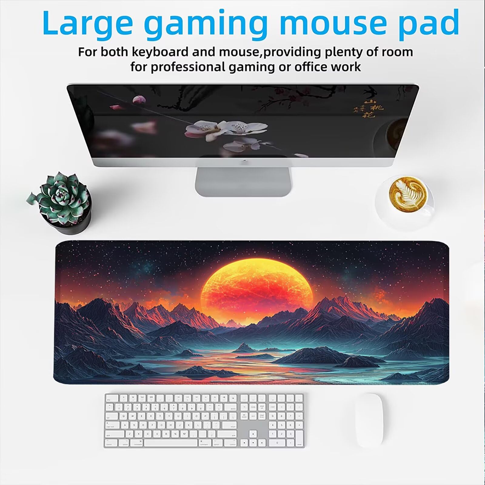 Podkładka pod mysz 1200x600mm Podkładka pod mysz dla graczy, podkładka pod mysz na biurko ultra cienka antypoślizgowa gumowa podstawa zmywalna prędkość ulepszona precyzja komputer, praca zachód słońca