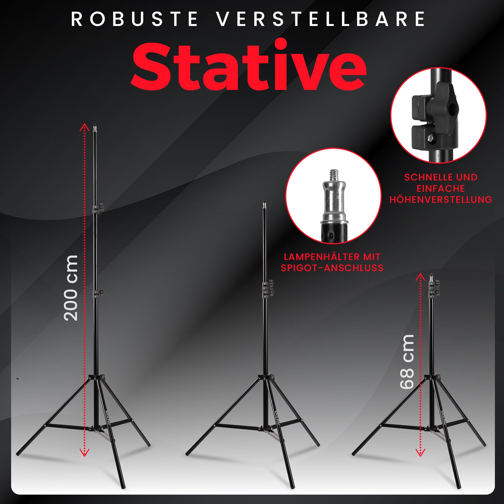 Fotostudio Set – 2 Softbox 70 x 50 cm, 2 Durchlichtschirm, 2 LED Lampen 4800 Lumen 3000-6000K Licht – Softboxen - Fotolicht Videolicht Fotolampe – Light Streaming Video Fotografie Studiolicht