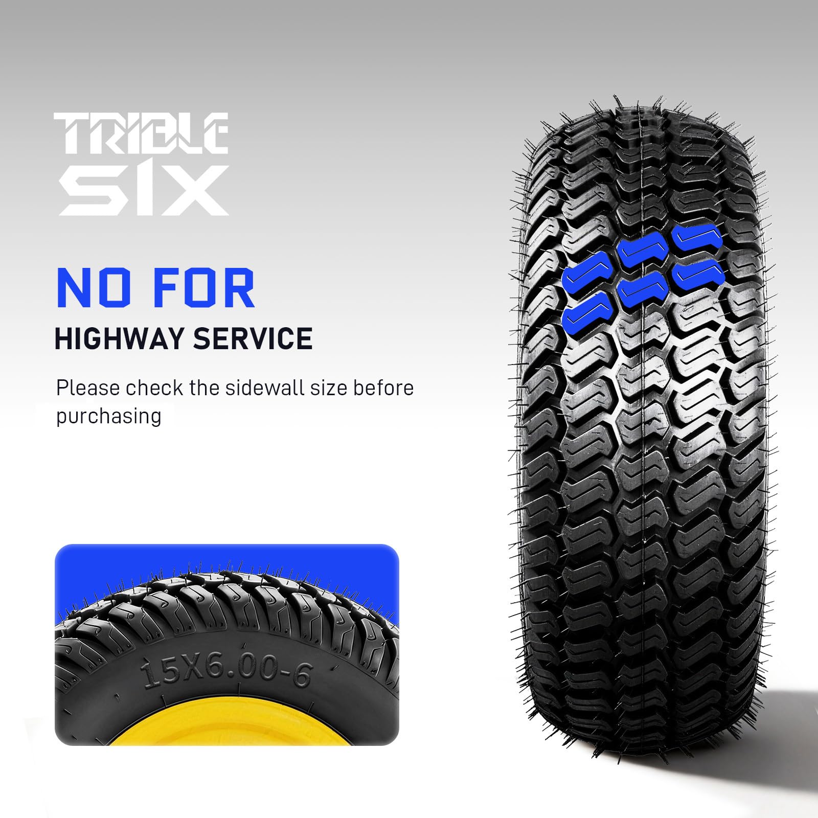 Amazon.com : TRIBLE SIX 2 Pack 15x6.00-6 Lawn Mower Tires with Rim