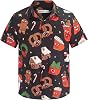 Yoimira Hawaiian Shirts for Boys, Button Down Short Sleeve Tropical Print, Kids Summer Beachwear Tops 7-14 Years