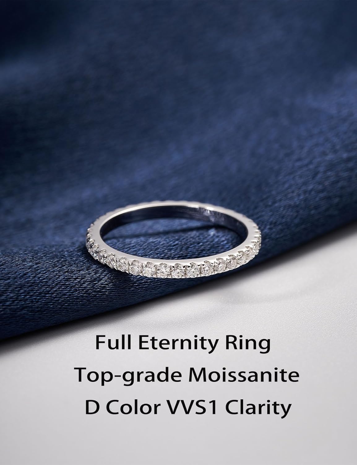 IMOLOVE Moissanite Wedding Band Wedding Rings for Women 925 Sterling Silver Rings with 18K White Gold Plated Eternity Stackable Engagement Ring Anniversary Band Size 3-12 - Image 2
