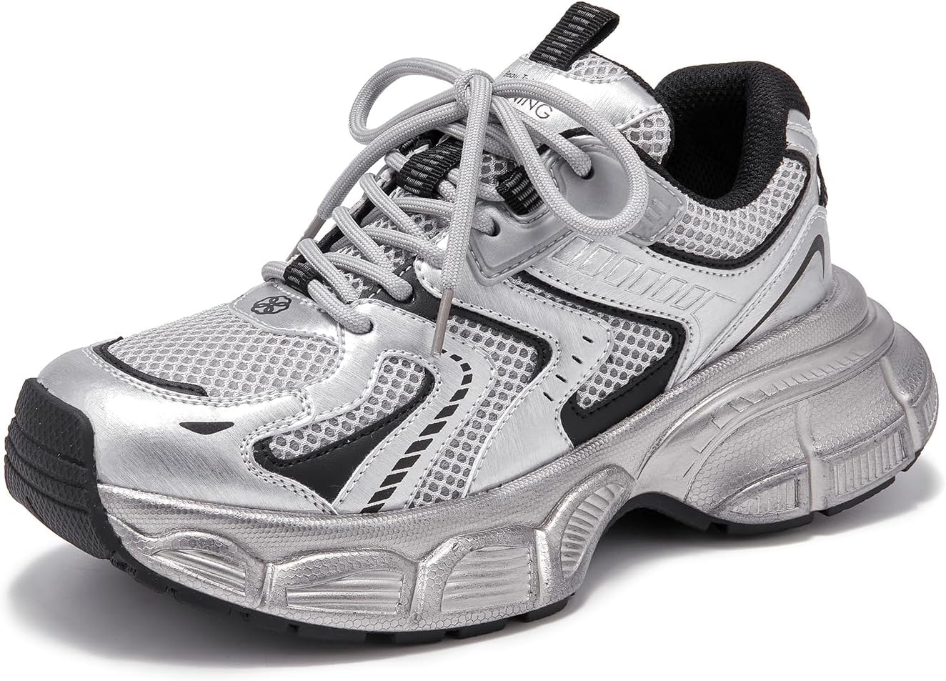 BEAU TODAY Women's Walking Shoes, Chunky Platform Fashion Sneakers for Women, Comfortable Casual Lightweight Lace-up Gym Workout Athletic Tennis Shoes