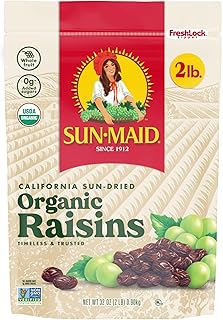 Sun-Maid Organic California Sun-Dried Raisins - 32 oz Resealable Bag - Organic Dried Fruit Snack for Lunches, Snacks, and ...